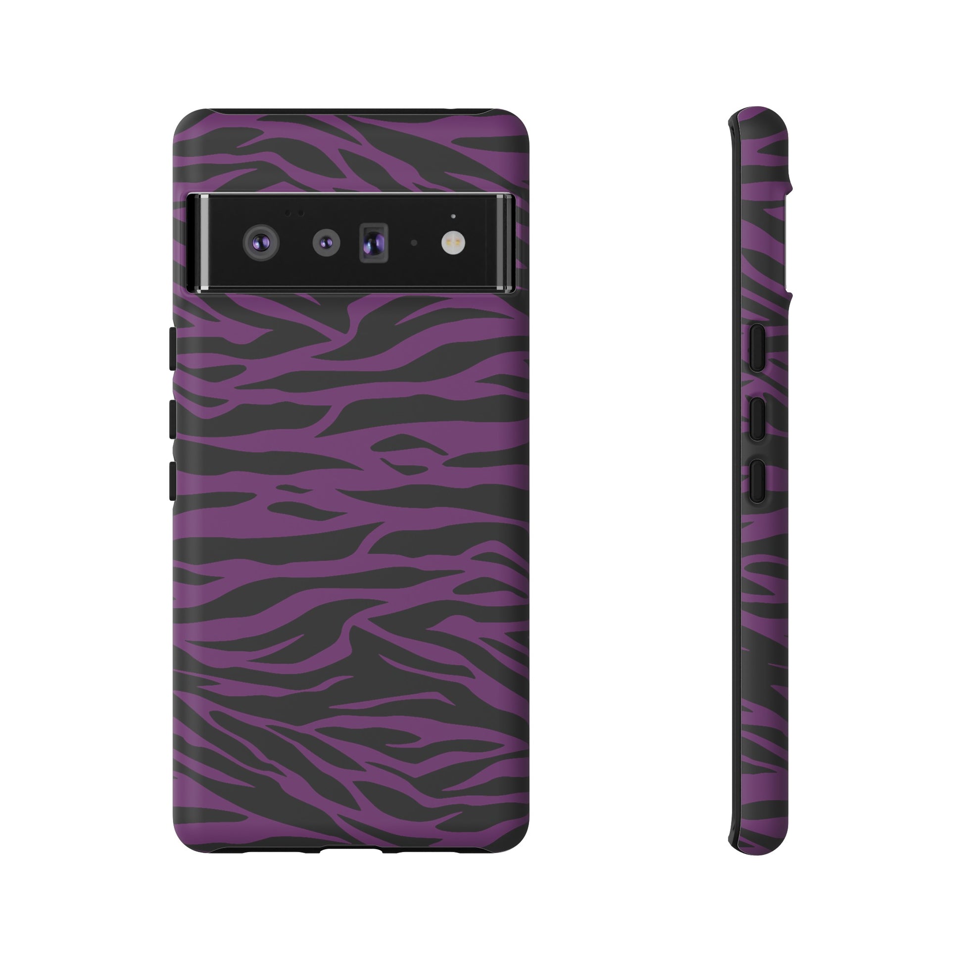 Purple Black Tiger print tough phone case, Phone Case, JSCHAFFA.com