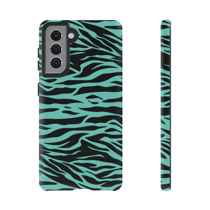 Aqua Cute Wild Tiger Print Pattern Tough Phone Case, Phone Case, JSCHAFFA.com