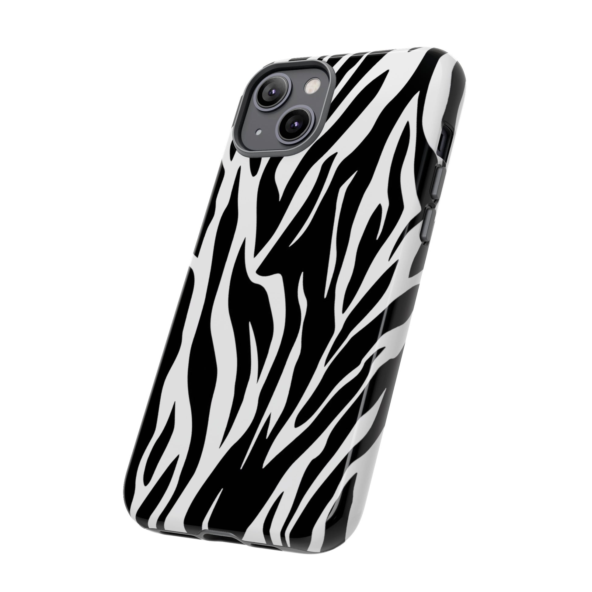 Black White Tiger Print Tough Case Cover for iPhone Samsung and Google phones., Phone Case, JSCHAFFA.com