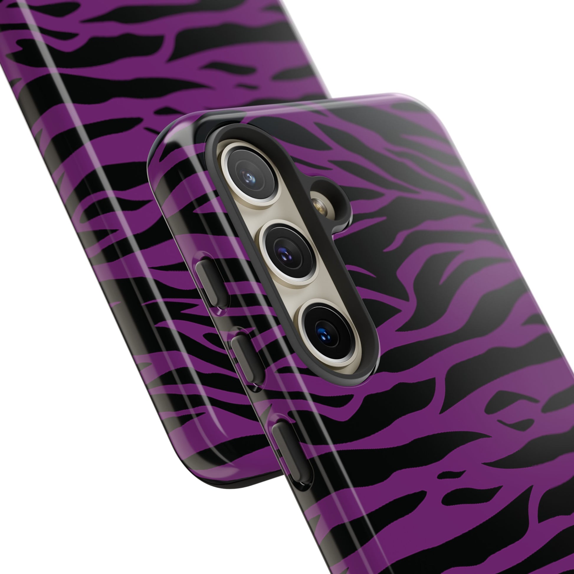 Purple Black Tiger print tough phone case, Phone Case, JSCHAFFA.com