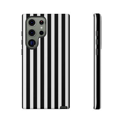 Black White Horizontal Stripe Phone Case Cover, iPhone, Samsung Galaxy S24, and Google Pixel Phones