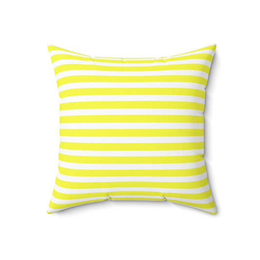 Yellow White Striped Square Pillow | Coastal Nautical Throw Pillow