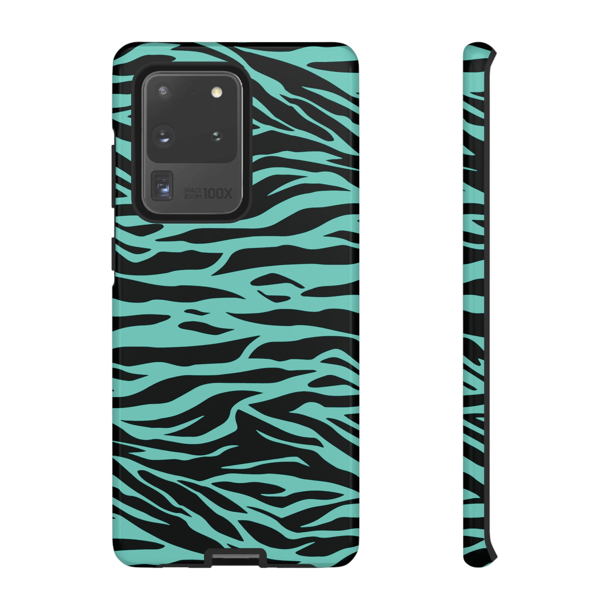 Aqua Cute Wild Tiger Print Pattern Tough Phone Case, Phone Case, JSCHAFFA.com