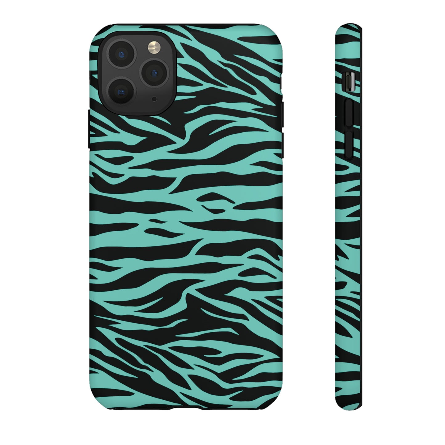 Aqua Cute Wild Tiger Print Pattern Tough Phone Case, Phone Case, JSCHAFFA.com