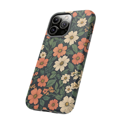 Orange & White Floral Phone Case - Elegant Protection for iPhone, Samsung, and Google Phones, Phone Case, JSCHAFFA.com