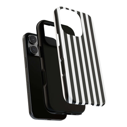 Black & White Horizontal Stripe Tough Phone Case for iPhone, Samsung, and Google Phones