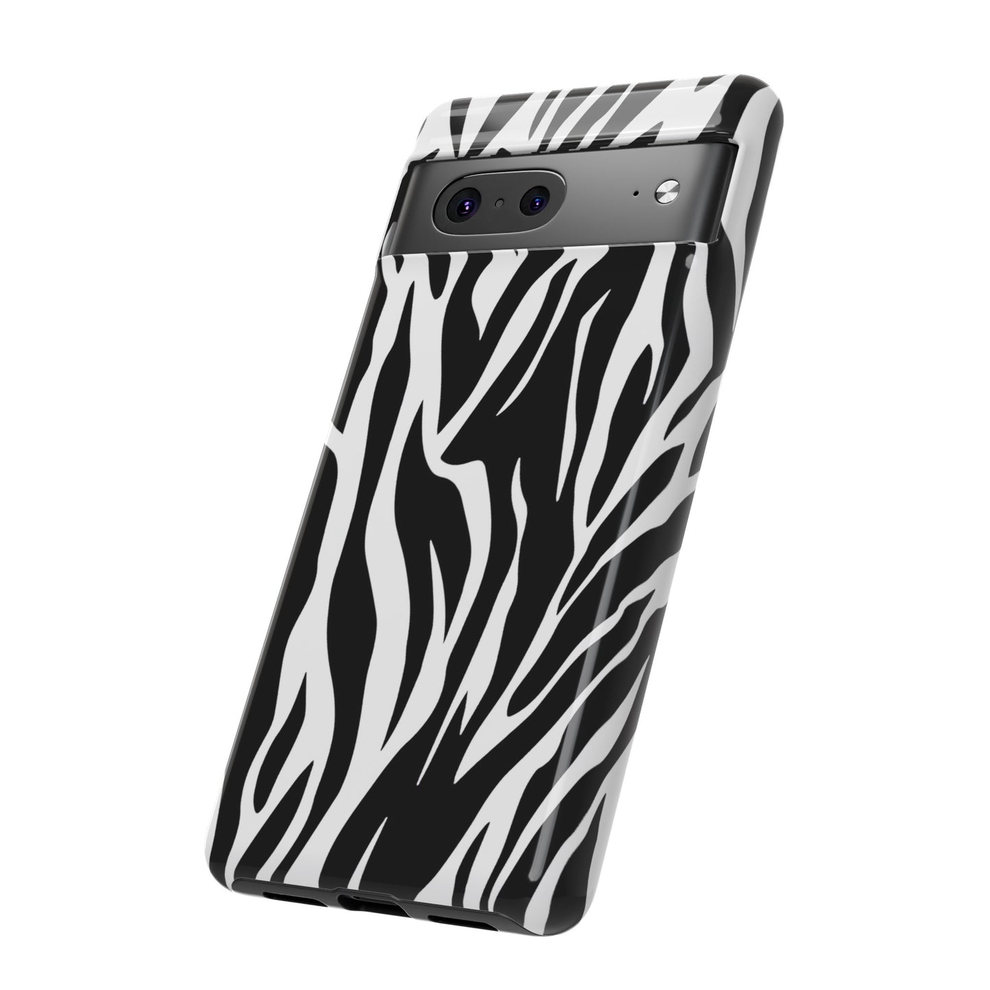 Black White Tiger Print Tough Case Cover for iPhone Samsung and Google phones., Phone Case, JSCHAFFA.com