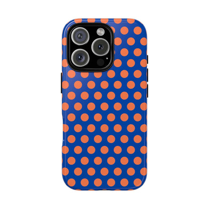 Cobalt Blue & Coral Polka dot Tough Case for iPhone, Samsung, Google