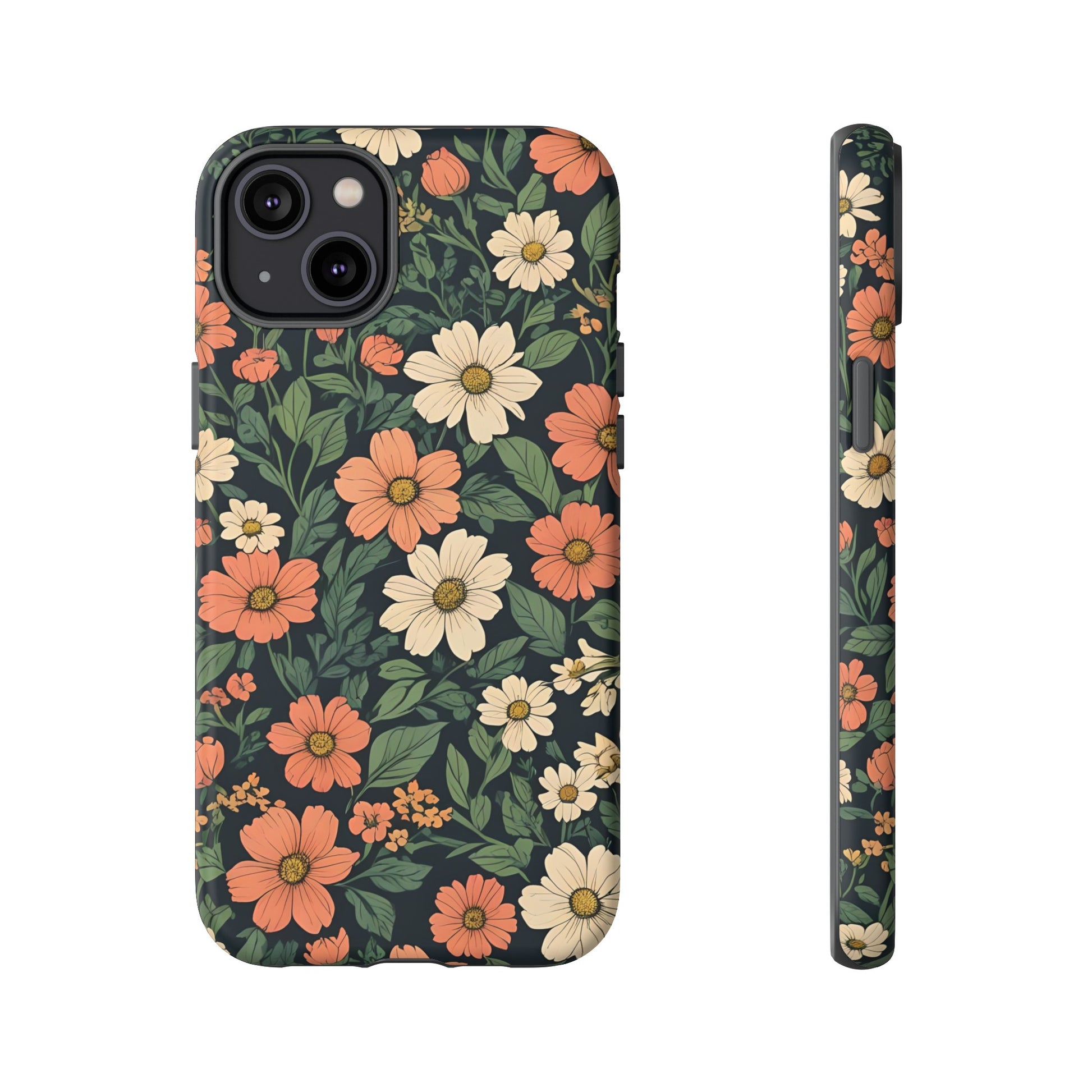 Orange & White Floral Phone Case - Elegant Protection for iPhone, Samsung, and Google Phones, Phone Case, JSCHAFFA.com