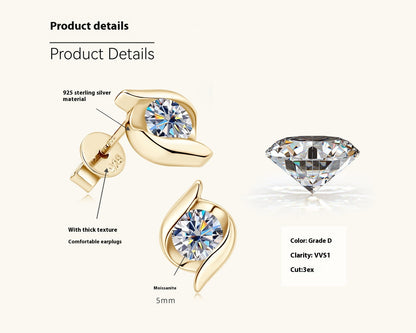 Affordable Luxury Fashion High grade Moissanite Stud Earrings