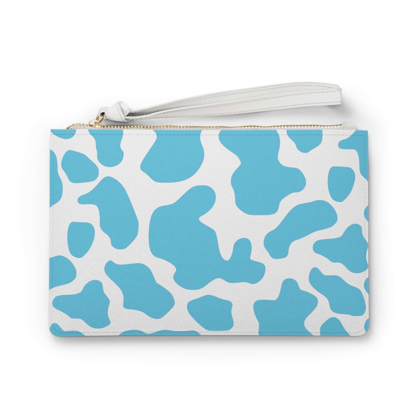 Aqua Cow print Clutch Bag