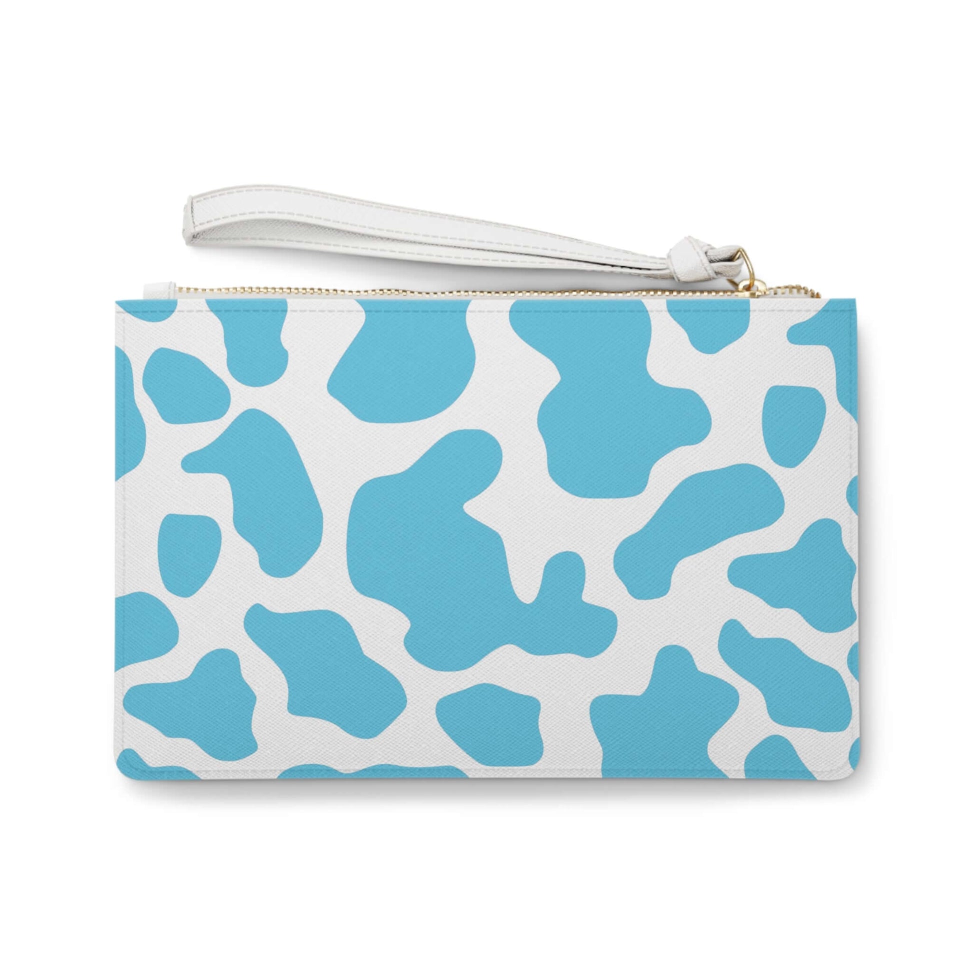 Aqua Cow print Clutch Bag