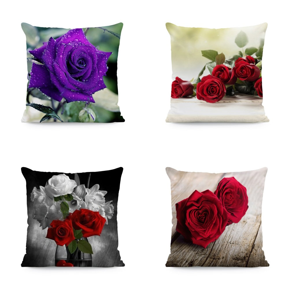 Red Roses Love Super Soft Square Pillow and Cover with Flower Print JSCHAFFA