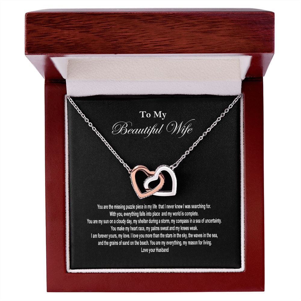 Beautiful wife Interlocking Heart Necklace