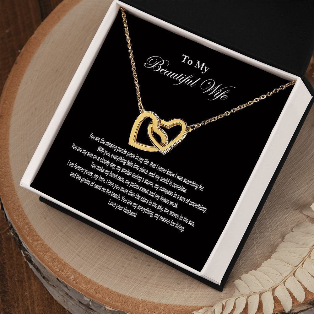 Beautiful wife Interlocking Heart Necklace