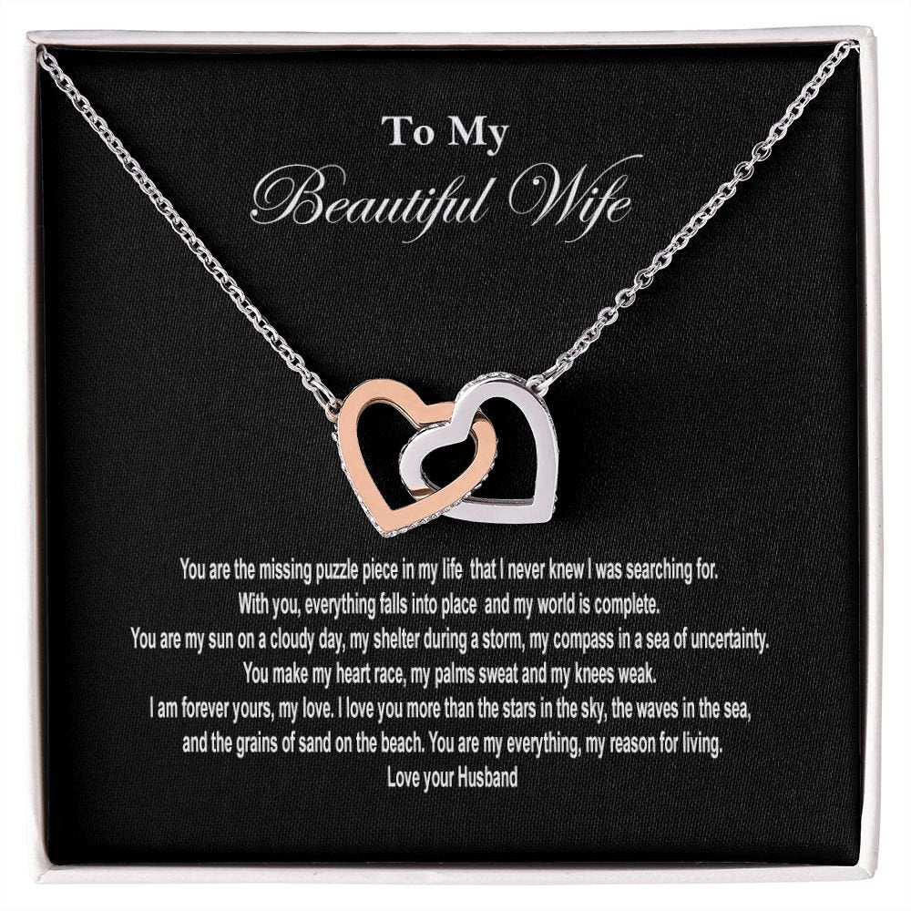 Beautiful wife Interlocking Heart Necklace