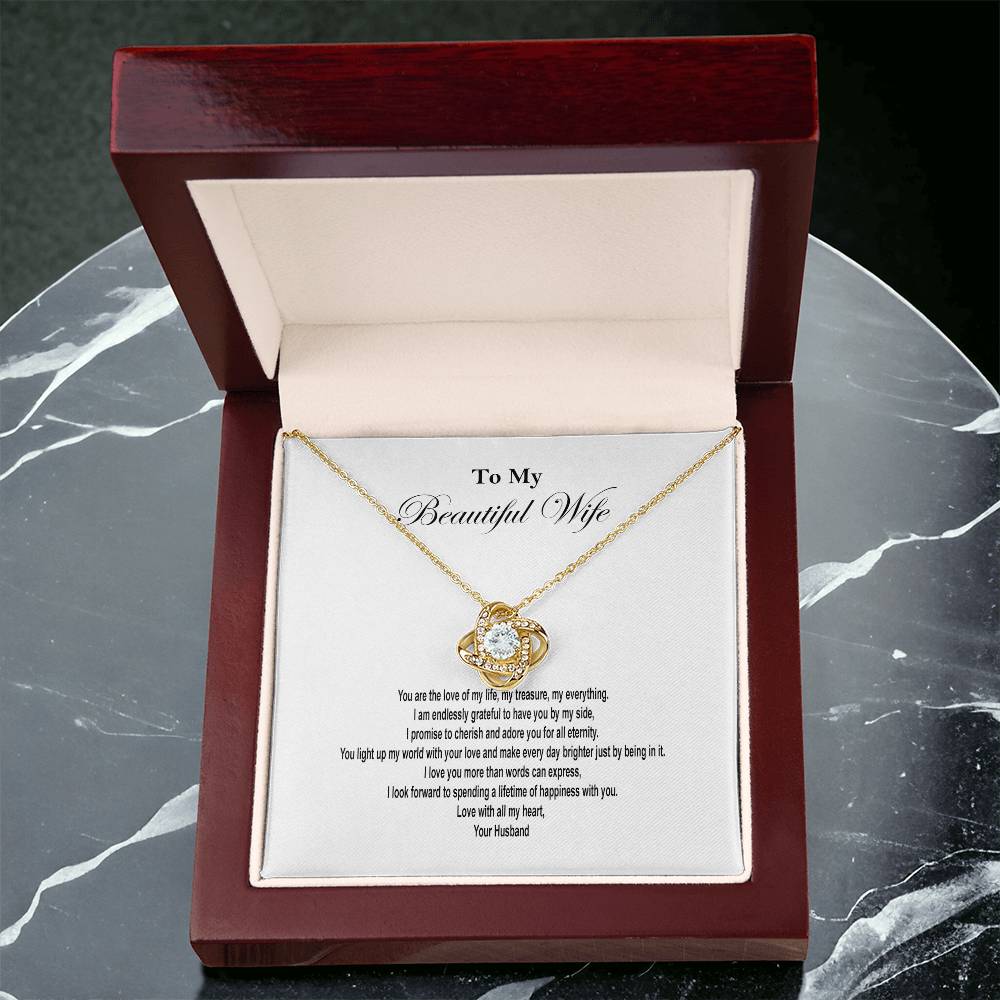 Beautiful Wife Love Knot Necklace with choice of Gift Box