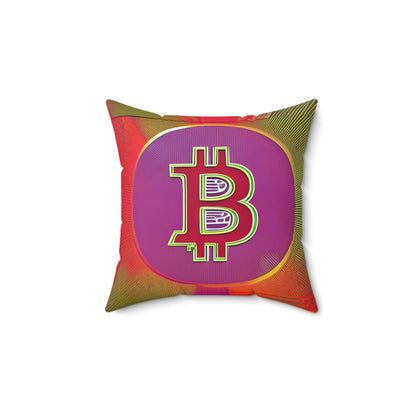 Bitcoin Red Square Throw Pillow