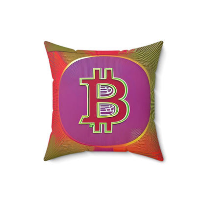 Bitcoin Red Square Throw Pillow