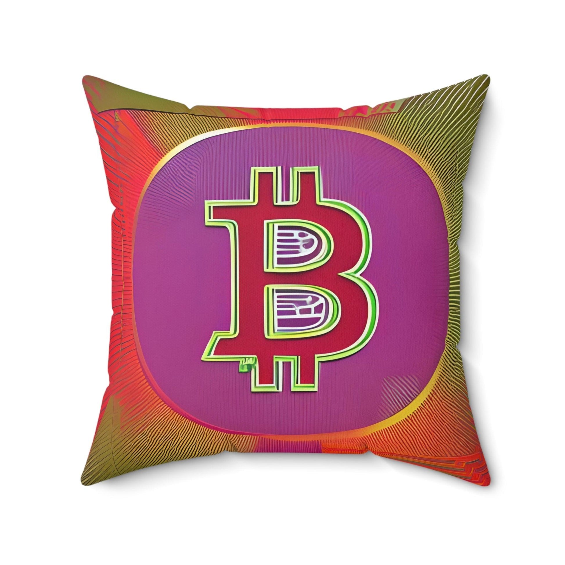 Bitcoin Red Square Throw Pillow