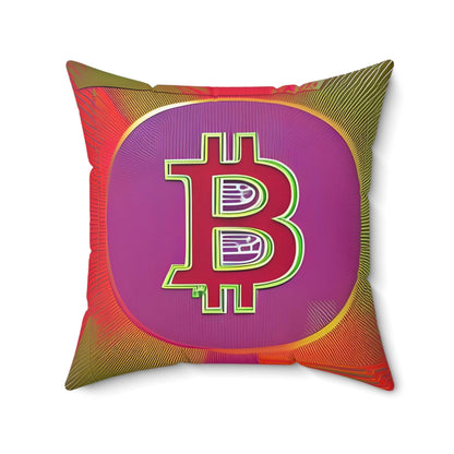 Bitcoin Red Square Throw Pillow