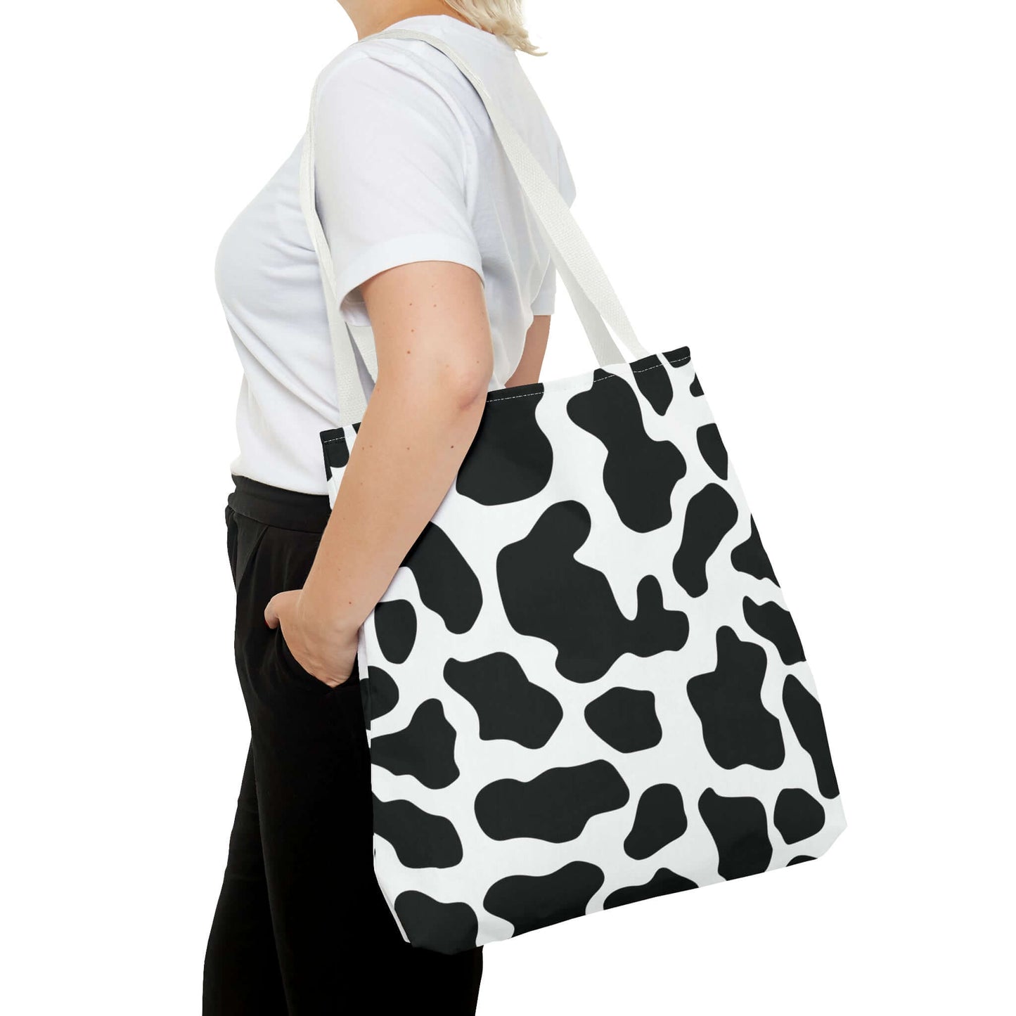 Black and White Cow Print Tote Bag Eco Friendly Cotton Canvas Tote