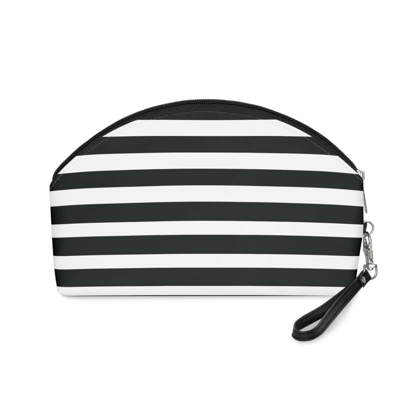 Black and White Stripe Makeup Travel Bag with Removable Strap