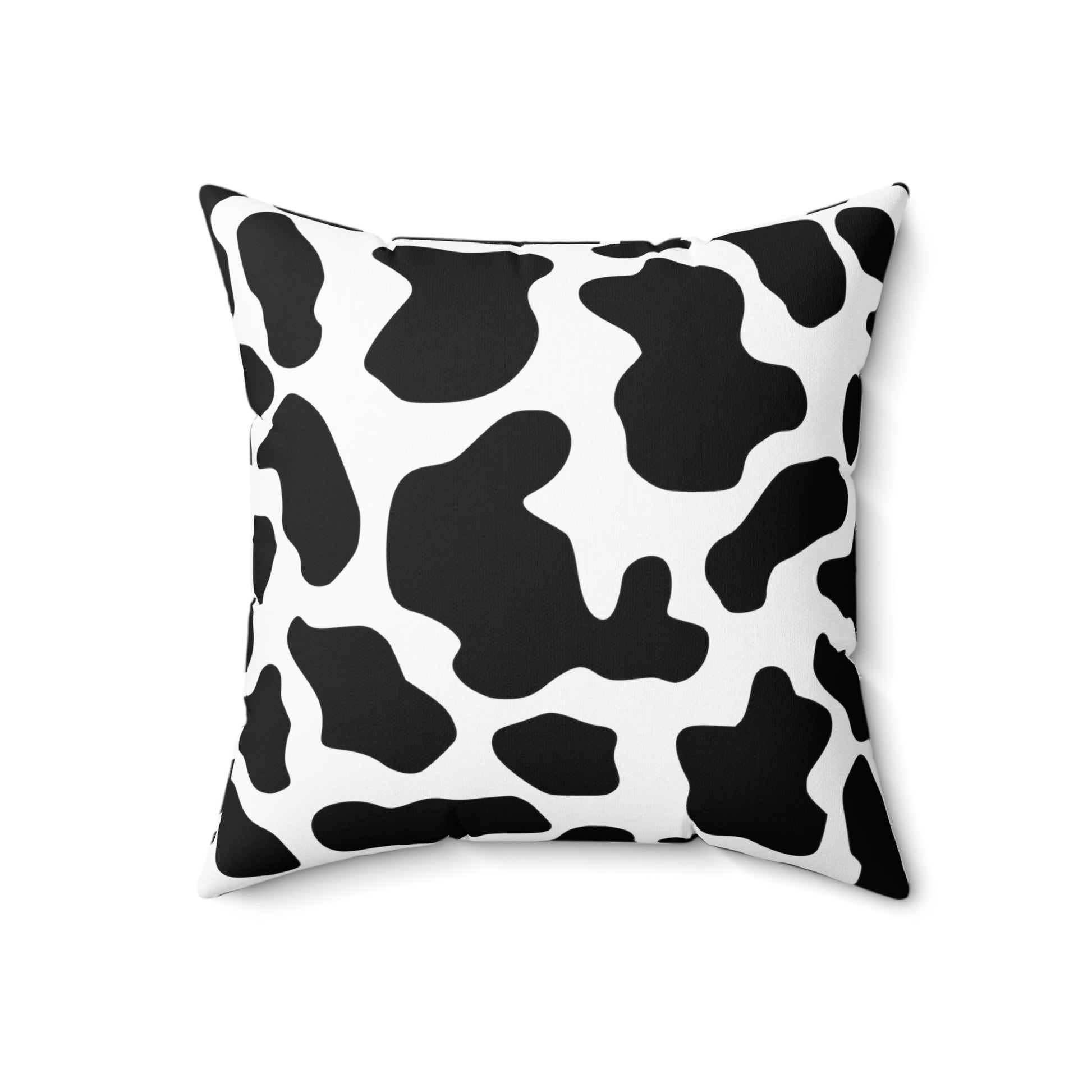 Black Cow Print Square Throw Pillow