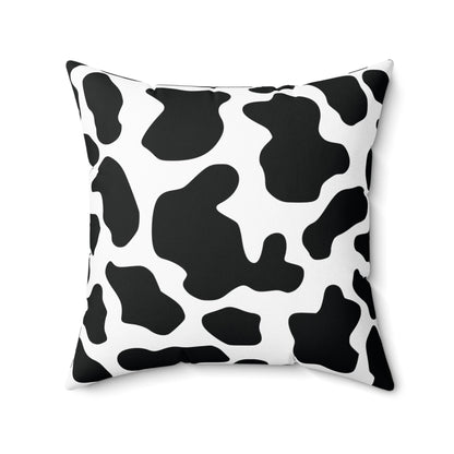 Black Cow Print Square Throw Pillow