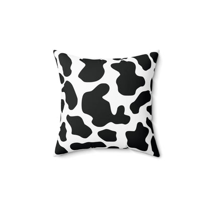 Black Cow Print Square Throw Pillow