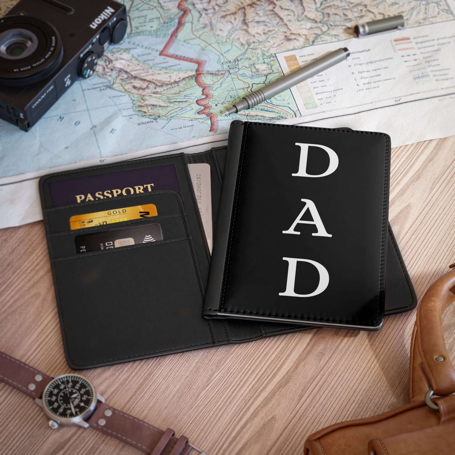 Black Dad Passport Cover Holder