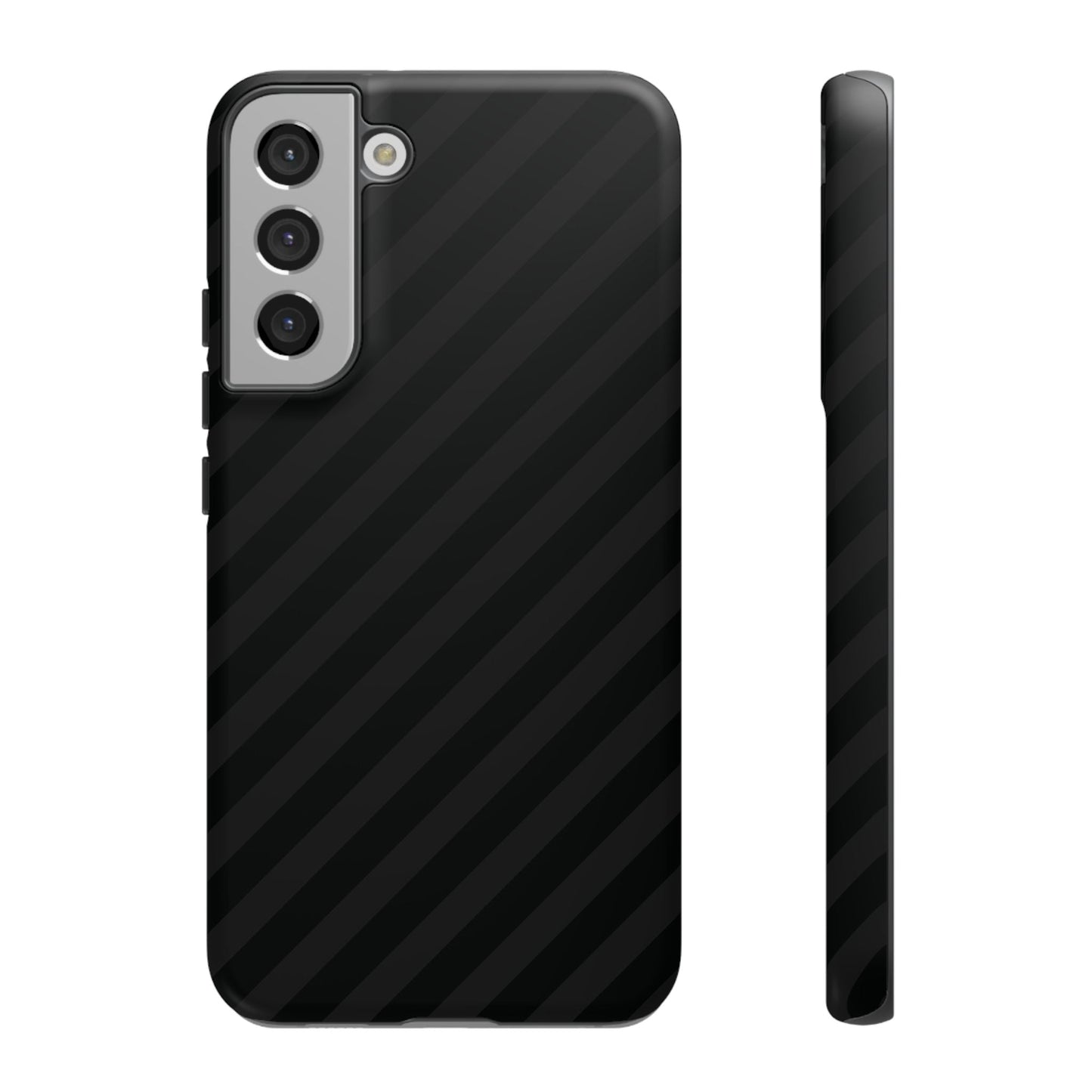 Phone Case Black Diagonal Pattern Tough Gloss Finish Protective Cover iPhone Samsung Google Pixel Unique Geometric