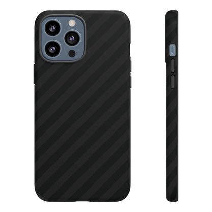 Phone Case Black Diagonal Pattern Tough Gloss Finish Protective Cover iPhone Samsung Google Pixel Unique Geometric