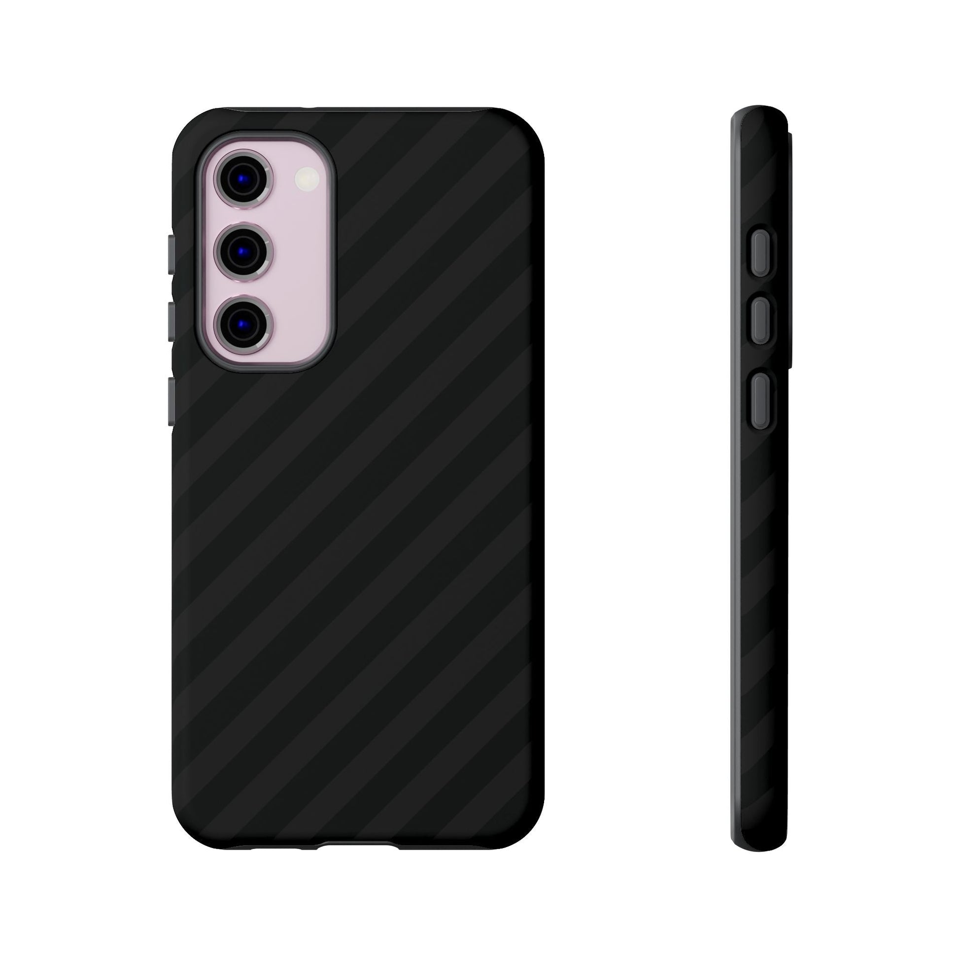 Phone Case Black Diagonal Pattern Tough Gloss Finish Protective Cover iPhone Samsung Google Pixel Unique Geometric