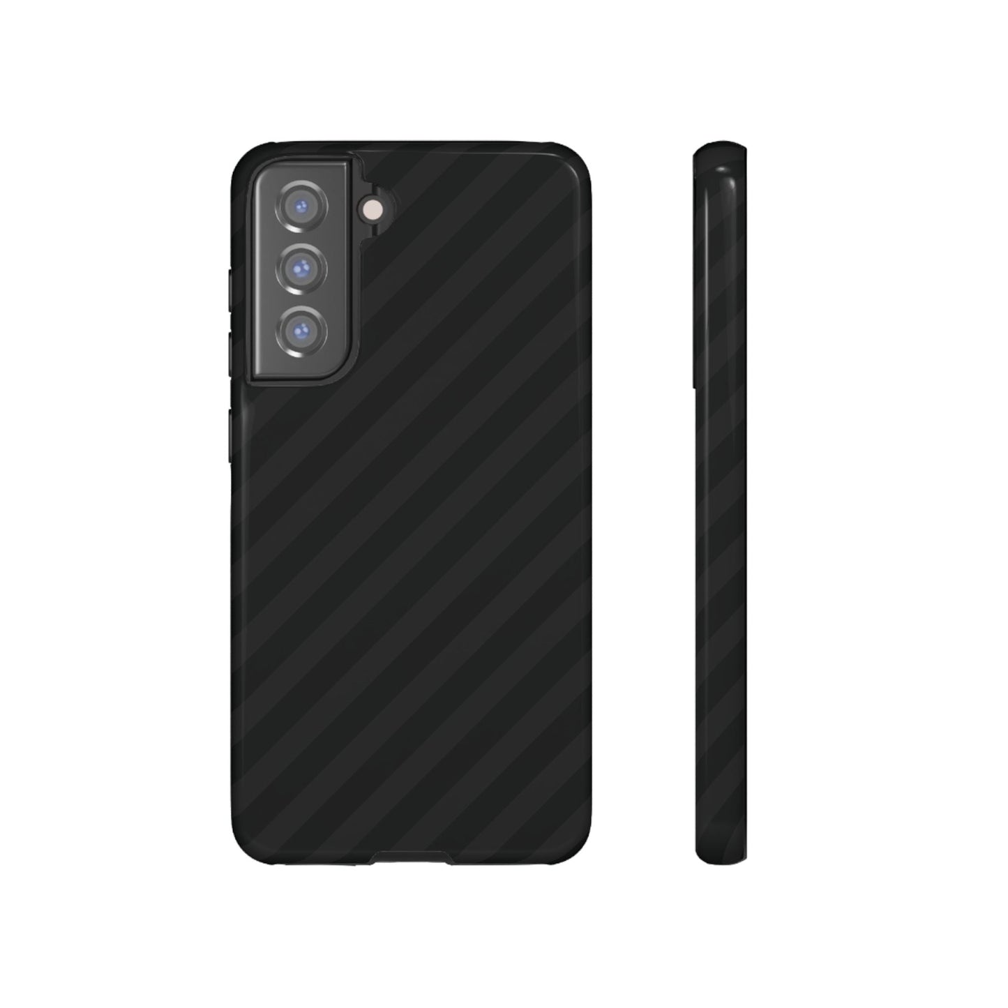 Phone Case Black Diagonal Pattern Tough Gloss Finish Protective Cover iPhone Samsung Google Pixel Unique Geometric