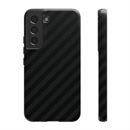 Phone Case Black Diagonal Pattern Tough Gloss Finish Protective Cover iPhone Samsung Google Pixel Unique Geometric