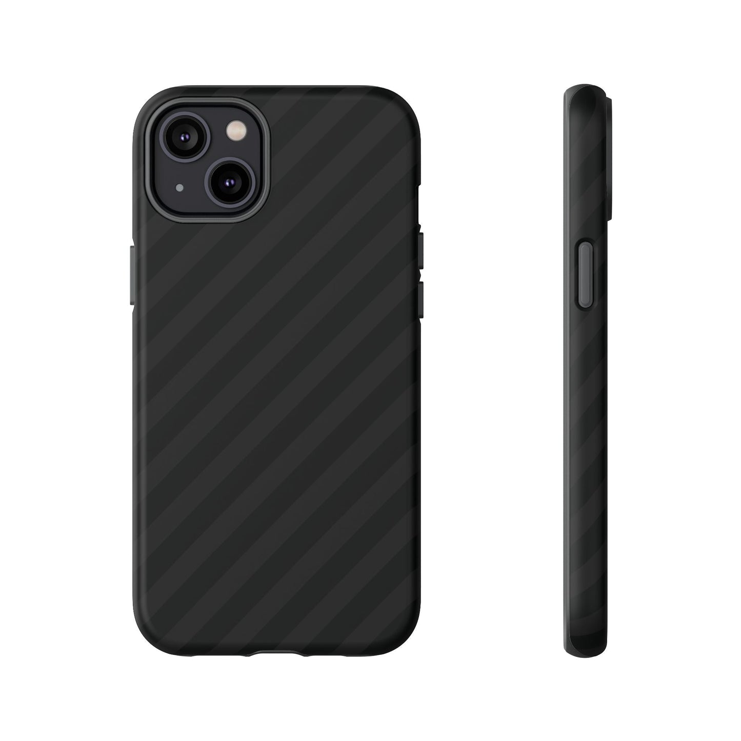 Phone Case Black Diagonal Pattern Tough Gloss Finish Protective Cover iPhone Samsung Google Pixel Unique Geometric