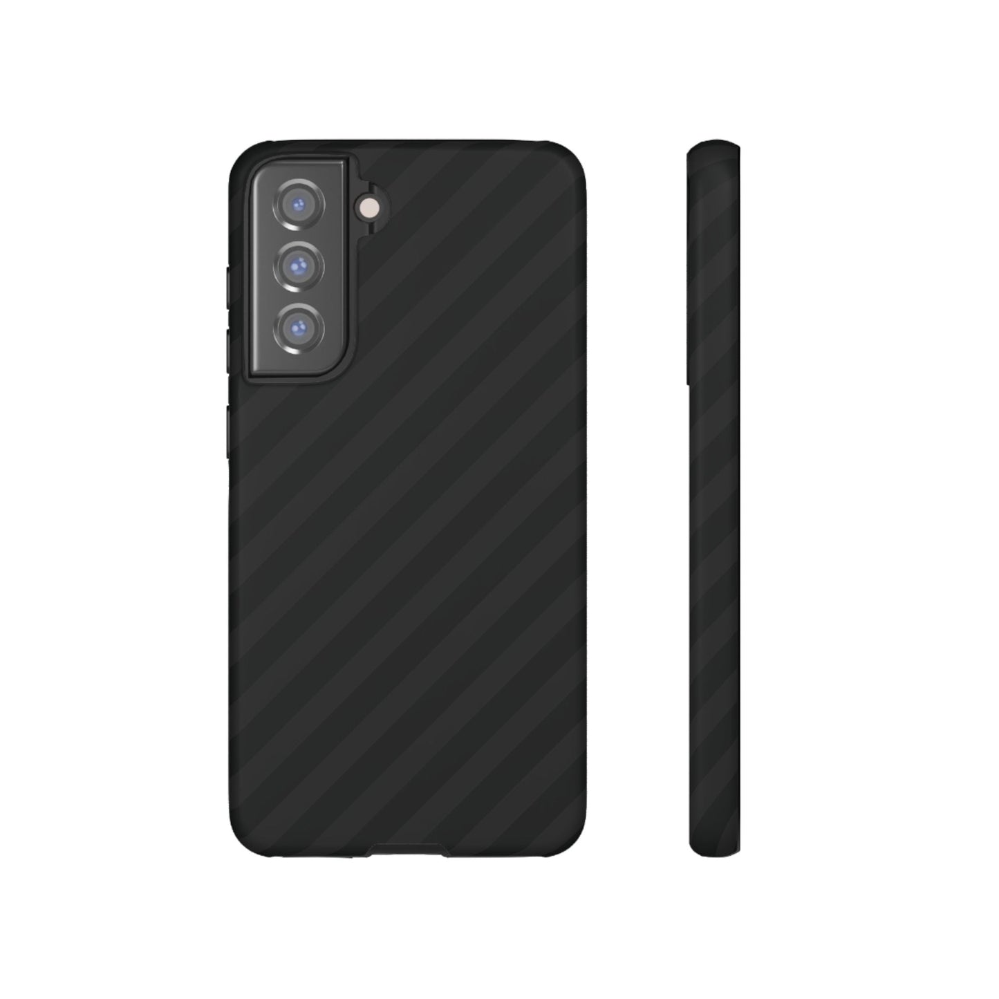 Phone Case Black Diagonal Pattern Tough Gloss Finish Protective Cover iPhone Samsung Google Pixel Unique Geometric