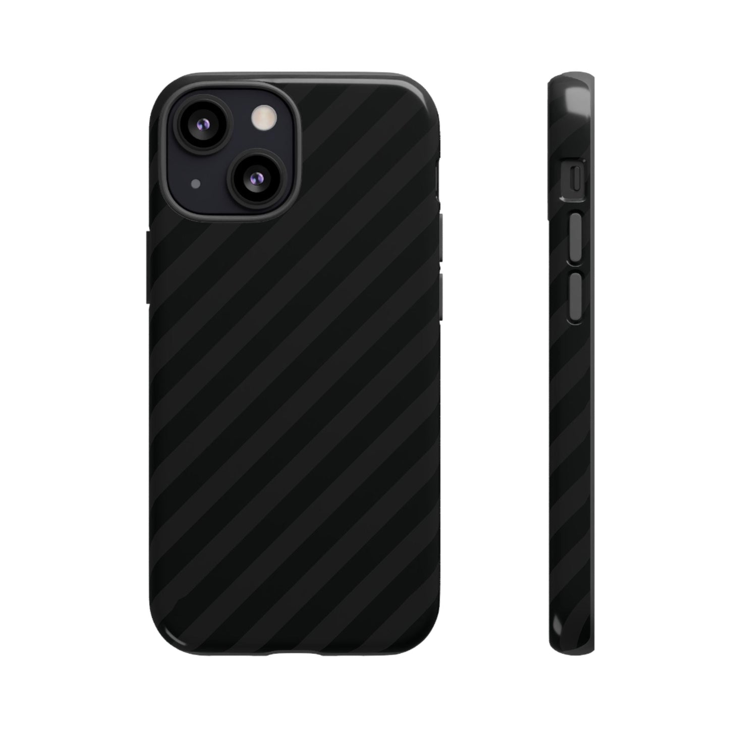 Phone Case Black Diagonal Pattern Tough Gloss Finish Protective Cover iPhone Samsung Google Pixel Unique Geometric