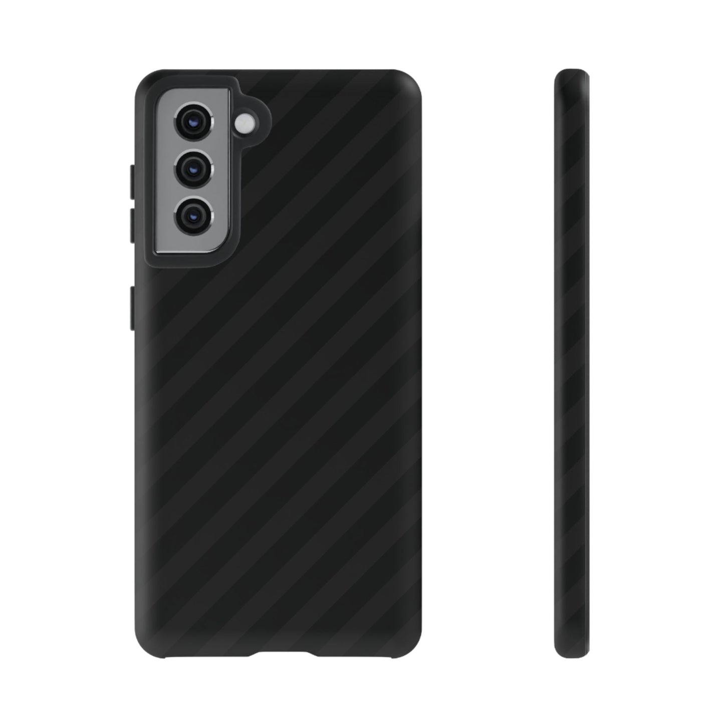 Phone Case Black Diagonal Pattern Tough Gloss Finish Protective Cover iPhone Samsung Google Pixel Unique Geometric