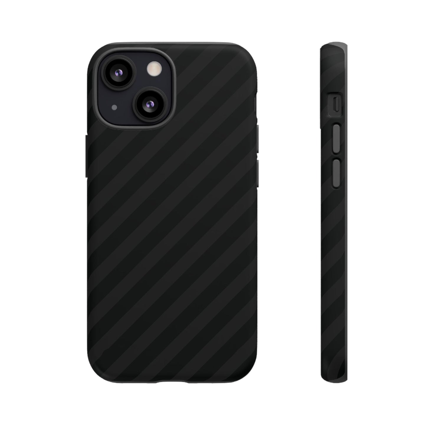 Phone Case Black Diagonal Pattern Tough Gloss Finish Protective Cover iPhone Samsung Google Pixel Unique Geometric