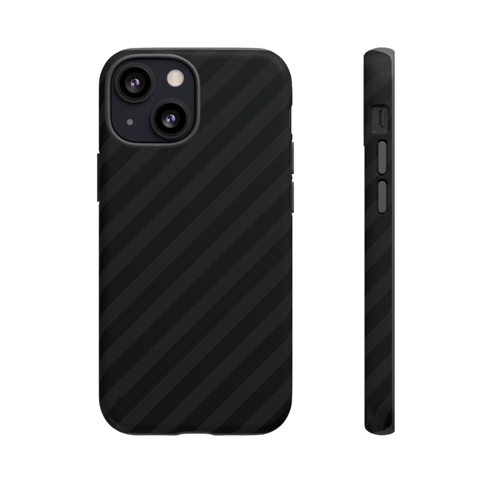 Phone Case Black Diagonal Pattern Tough Gloss Finish Protective Cover iPhone Samsung Google Pixel Unique Geometric