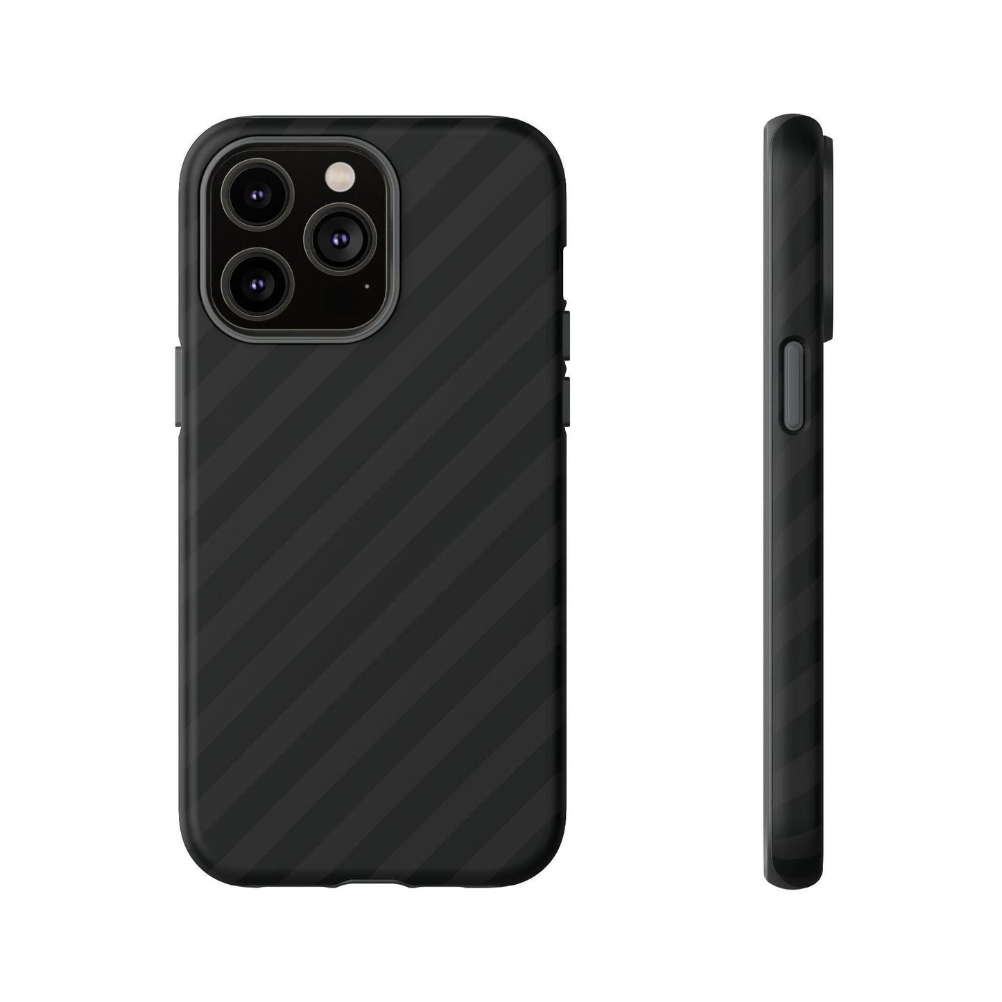 Phone Case Black Diagonal Pattern Tough Gloss Finish Protective Cover iPhone Samsung Google Pixel Unique Geometric