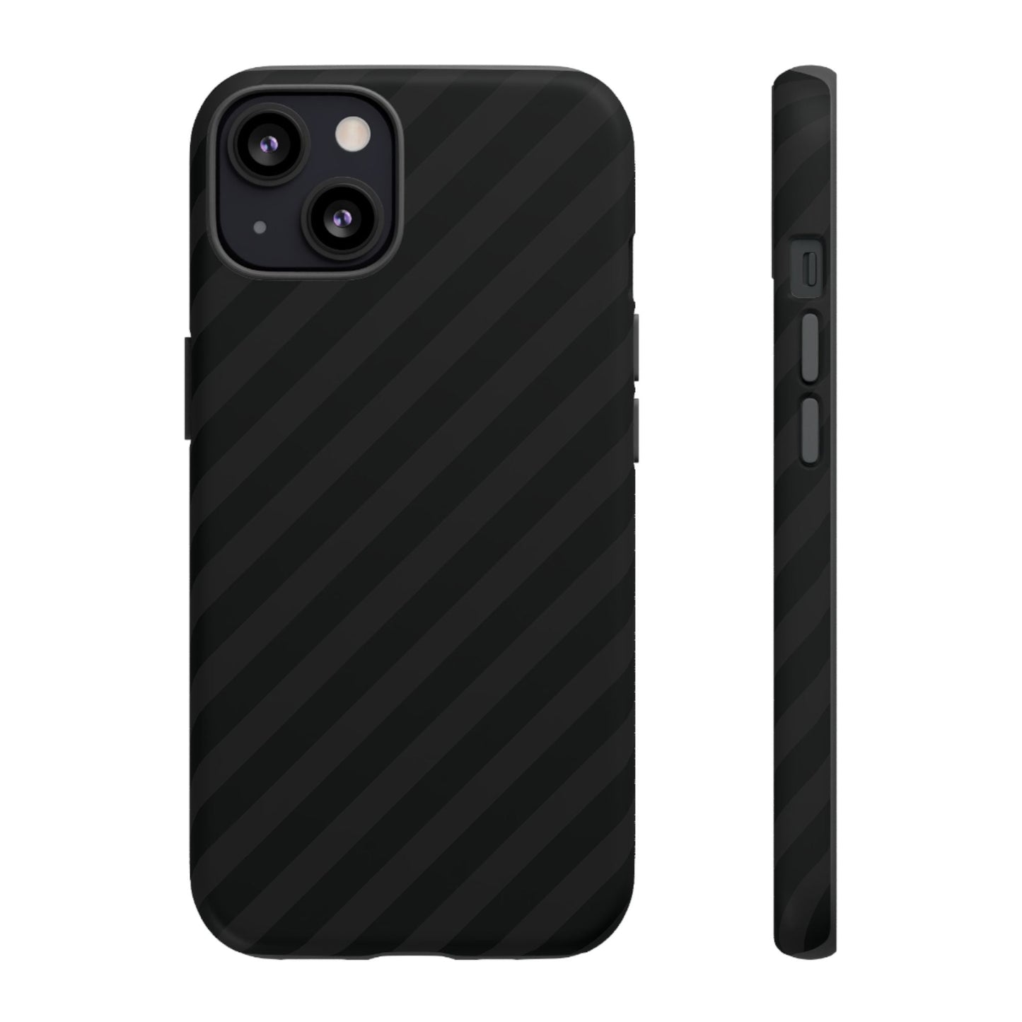 Phone Case Black Diagonal Pattern Tough Gloss Finish Protective Cover iPhone Samsung Google Pixel Unique Geometric