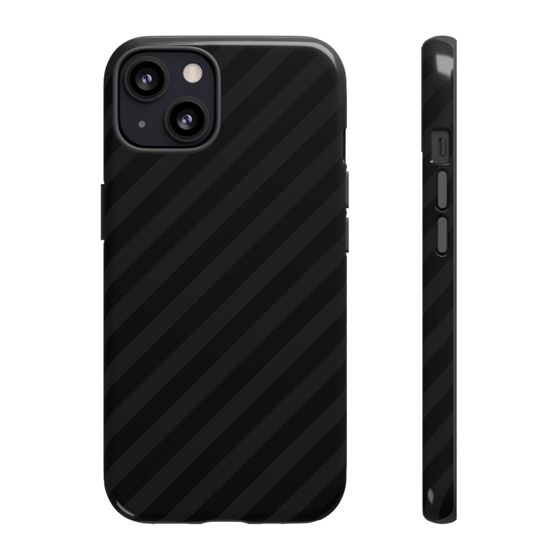 Phone Case Black Diagonal Pattern Tough Gloss Finish Protective Cover iPhone Samsung Google Pixel Unique Geometric