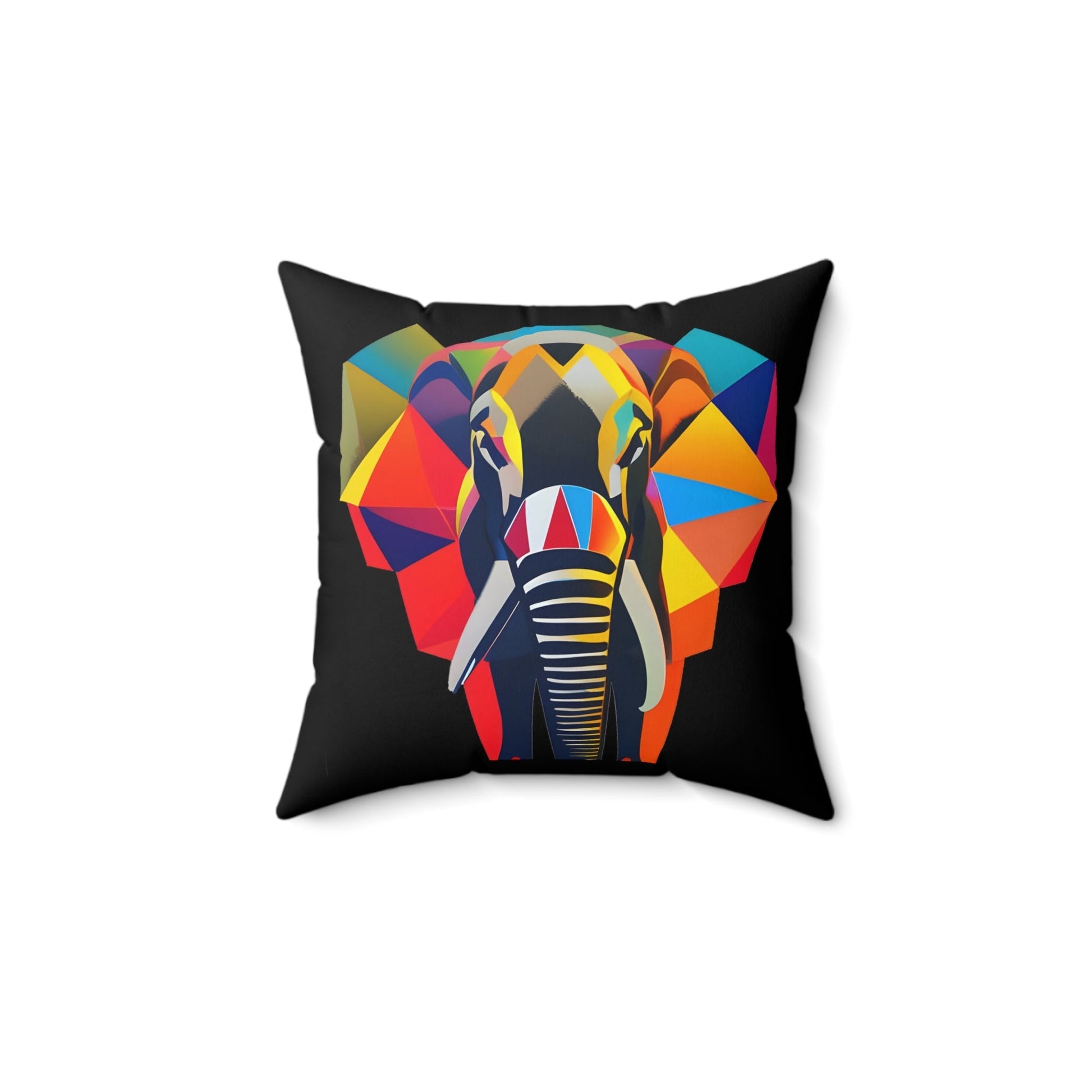 Black Elephant Square Polyester Pillow cover and pillow