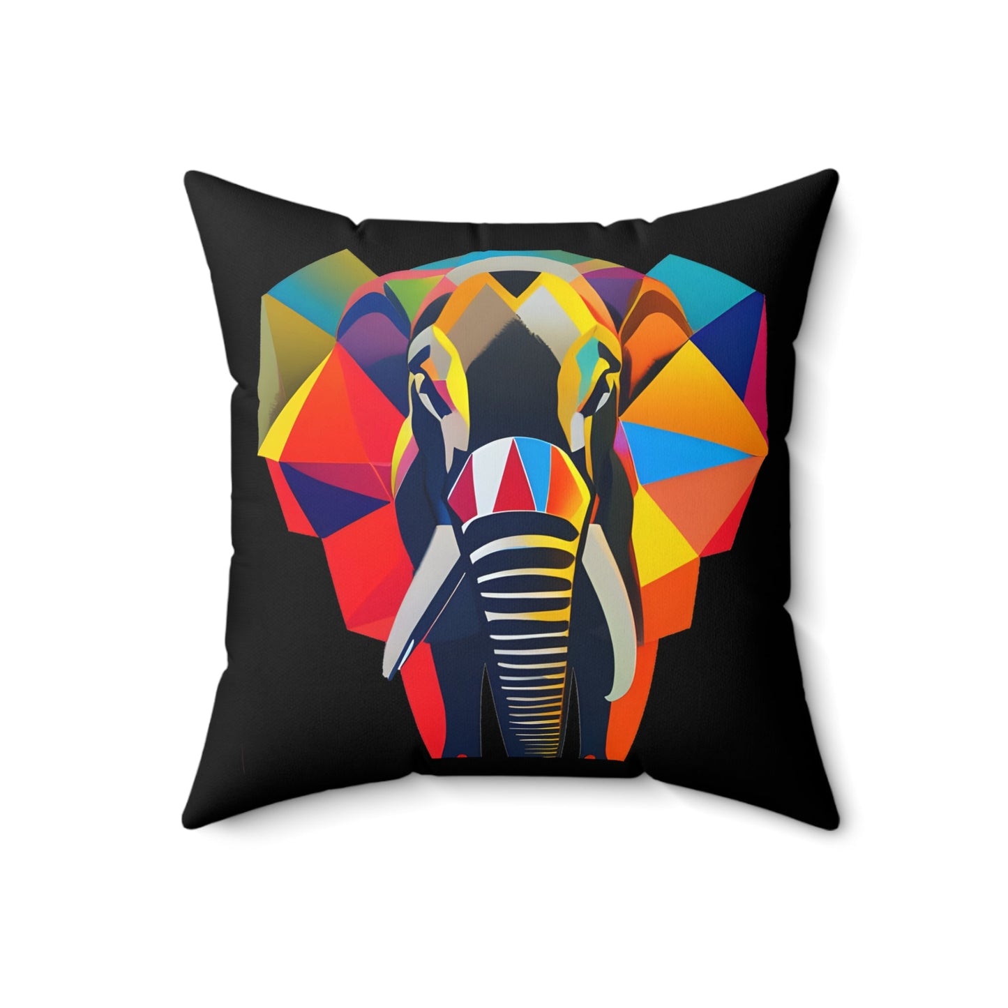 Black Elephant Square Polyester Pillow cover and pillow