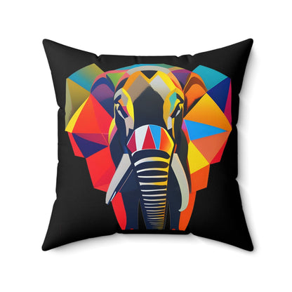 Black Elephant Square Polyester Pillow cover and pillow