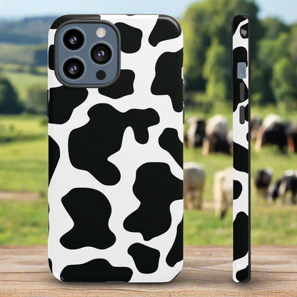 Black Cow print Phone Case iPhone Samsung Google - iPhone 13 Pro Max / Glossy