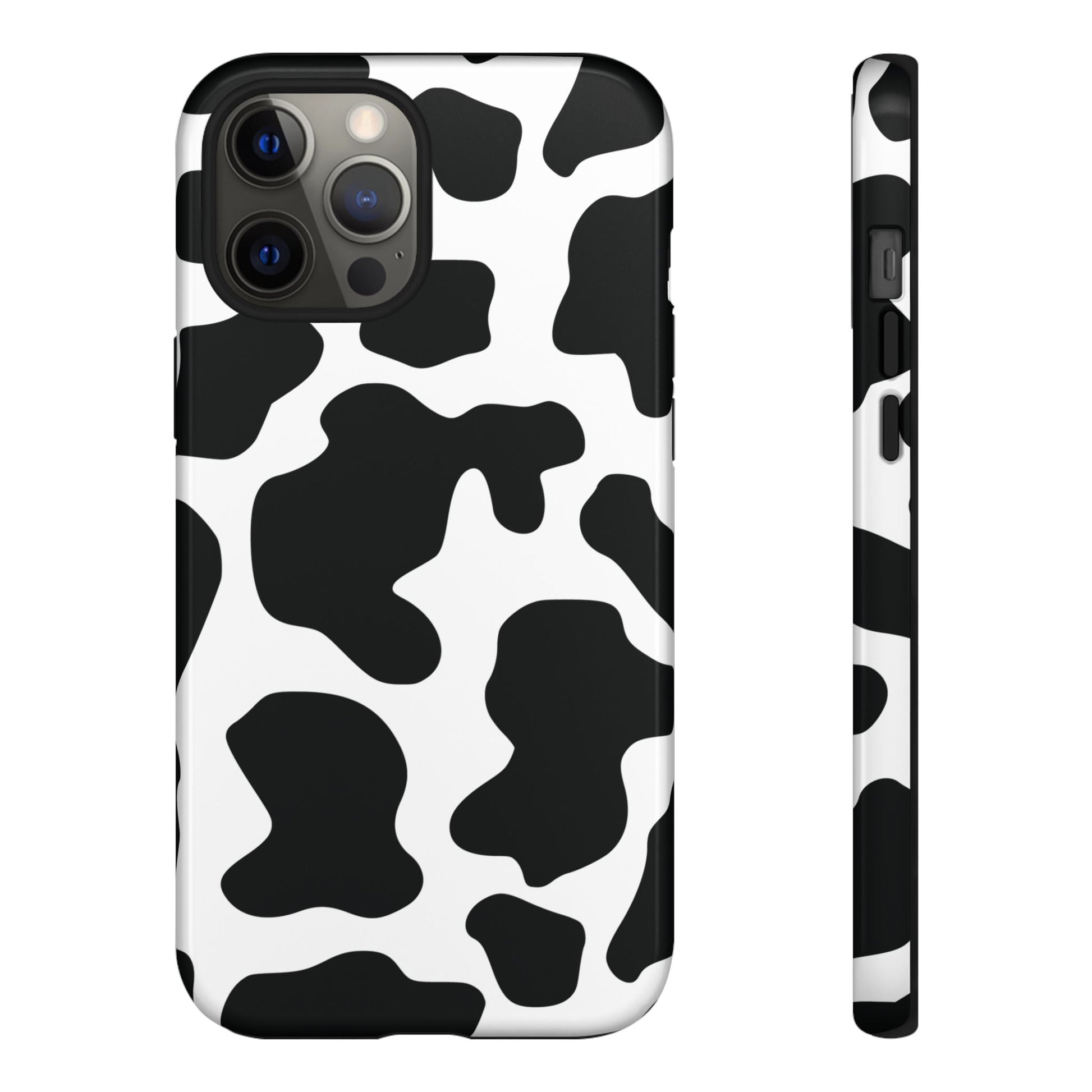 Black Cow print Phone Case iPhone Samsung Google - iPhone 12 Pro Max / Glossy